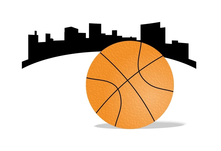 a basketball is shown in a flat design