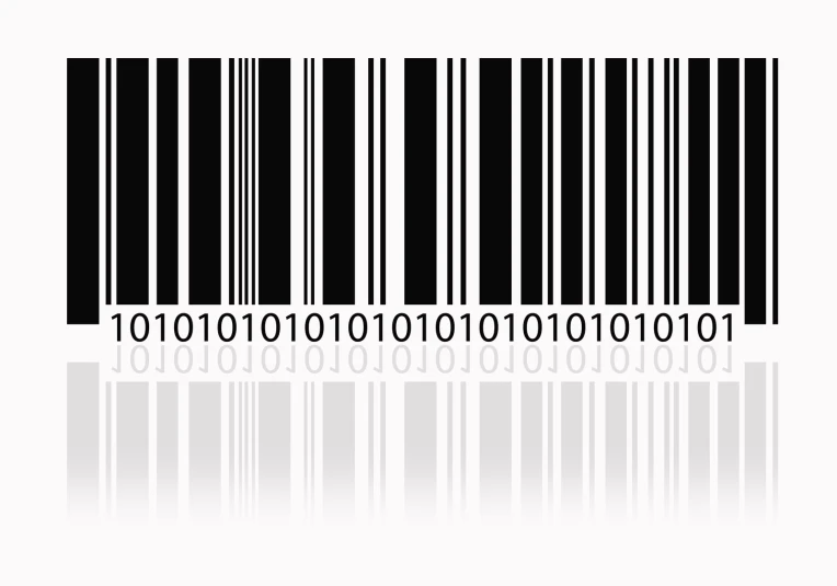 barcode background with reflections on white background