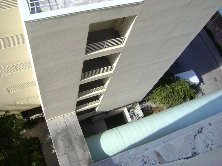 an architectural view from the top of a building