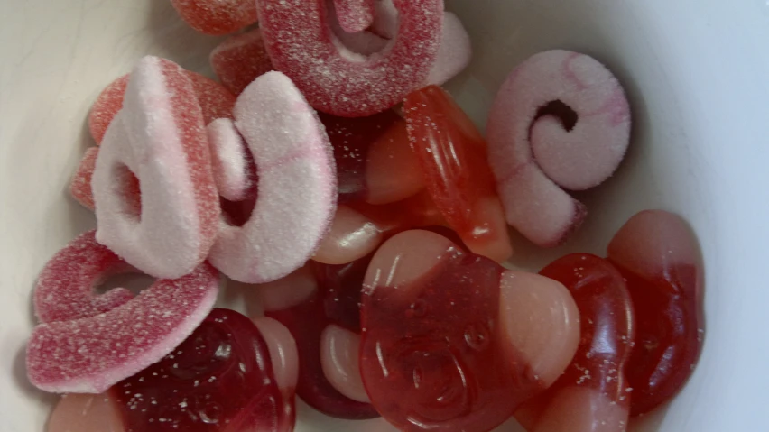 some gummy jellies are shown in a bowl