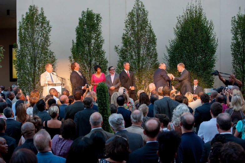 the audience is watching a large performance of musical