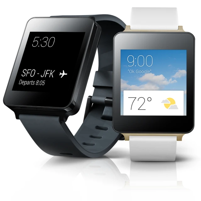 a black smart watch next to a silver smart phone