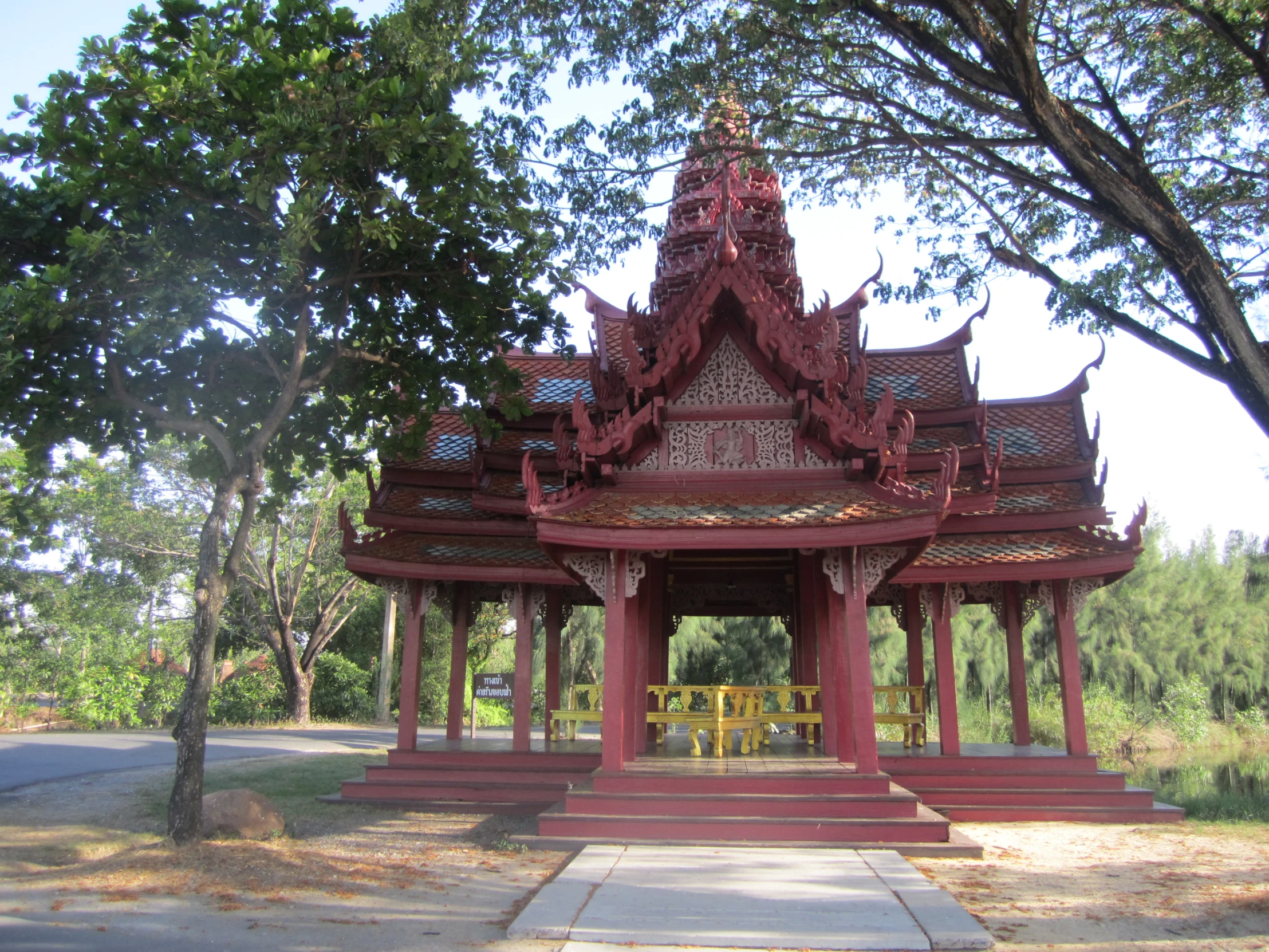 a gazebo with several steps leading up to it