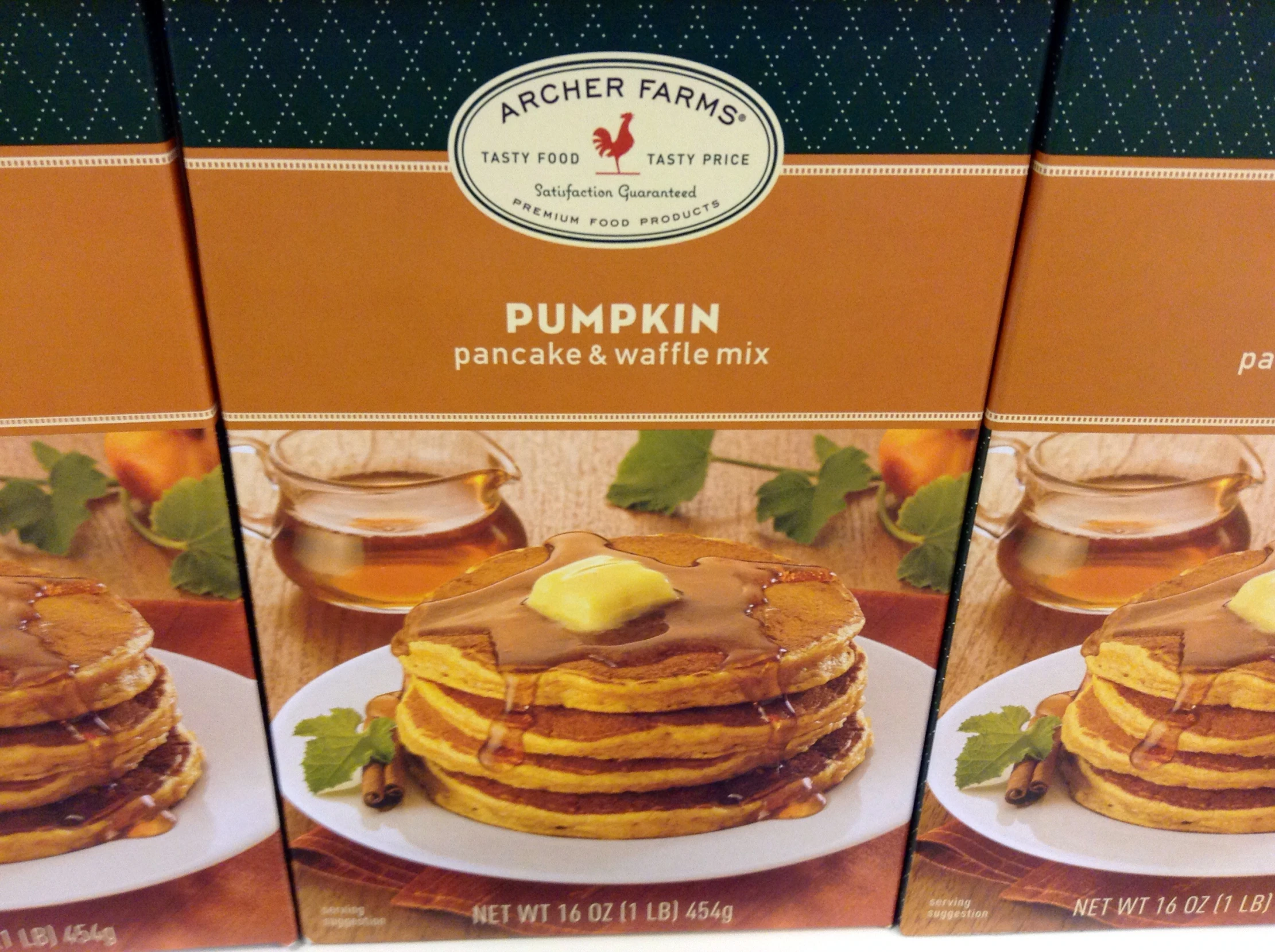 the package of pumpkin pancakes is set on the table