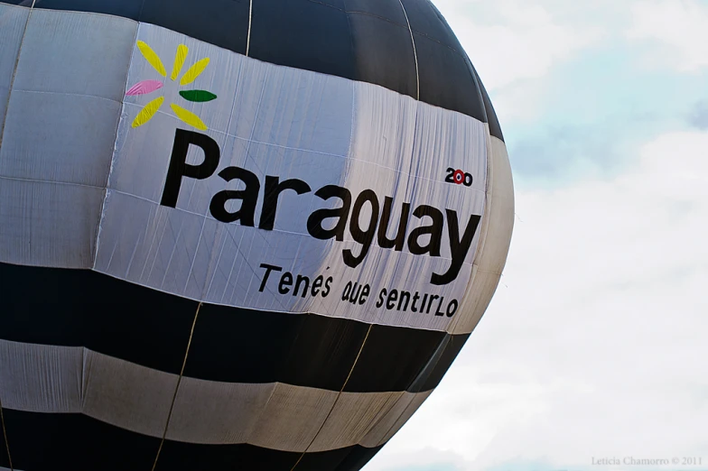 this large air balloon is advertising paraguay