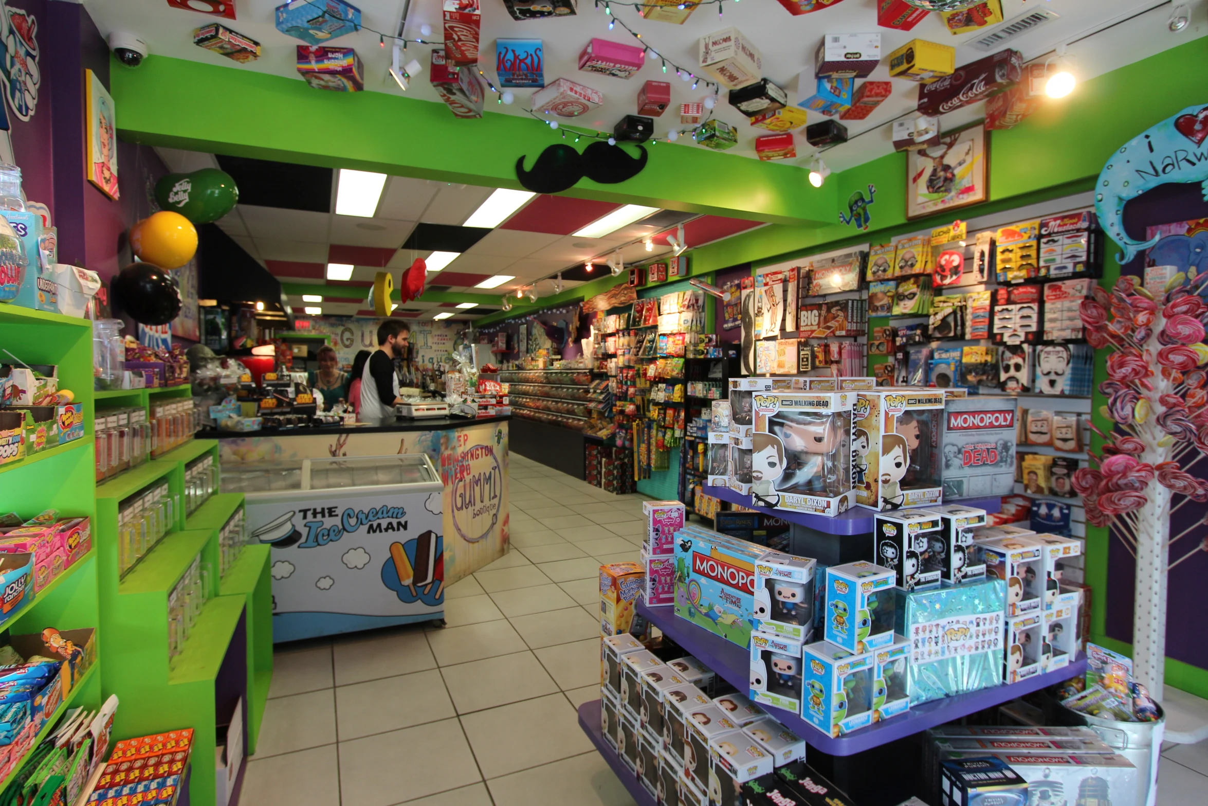 a toy shop with toys, cds and merchandise