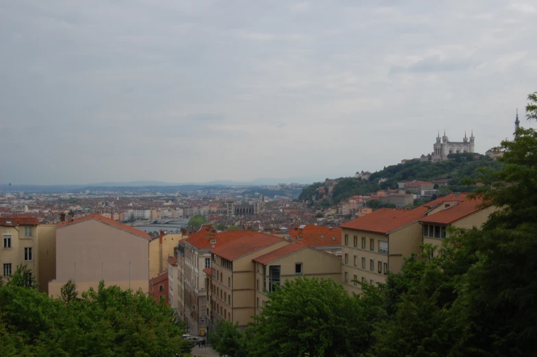 a city skyline that is near a lot of trees