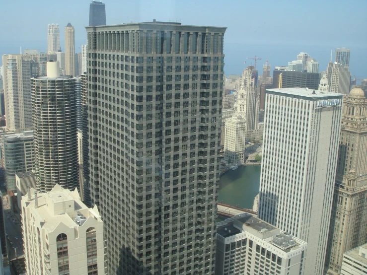 the aerial view from the top of the building in a city