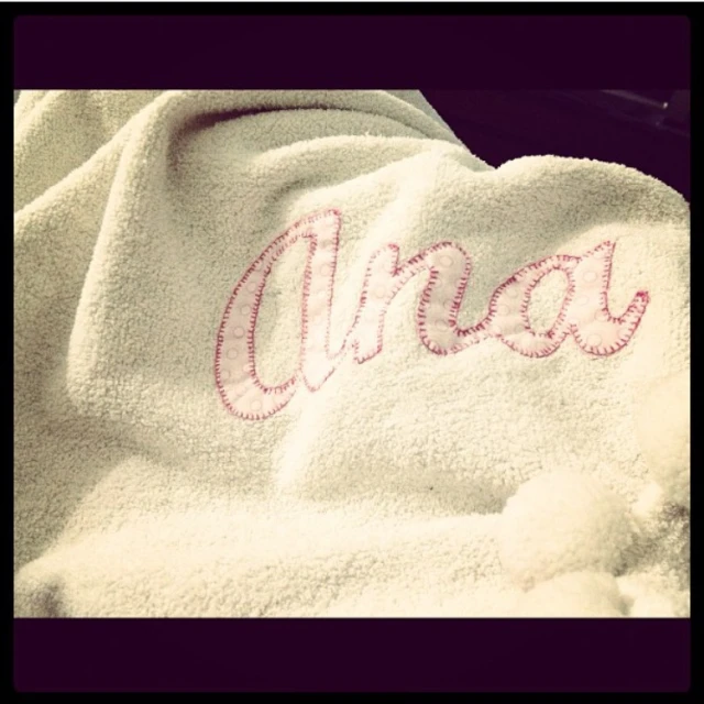 a towel with the words ava written in it