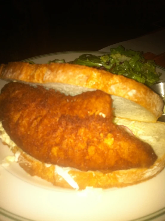 the fried fish sandwich is ready to be eaten