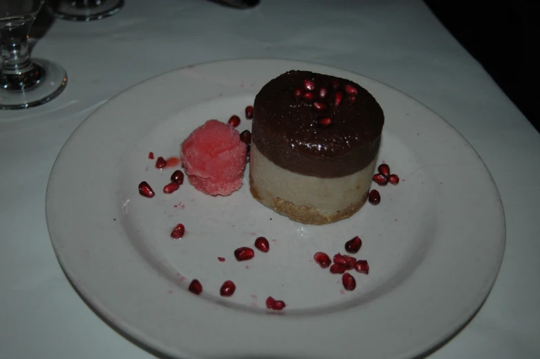 two dessert items sit on a white plate