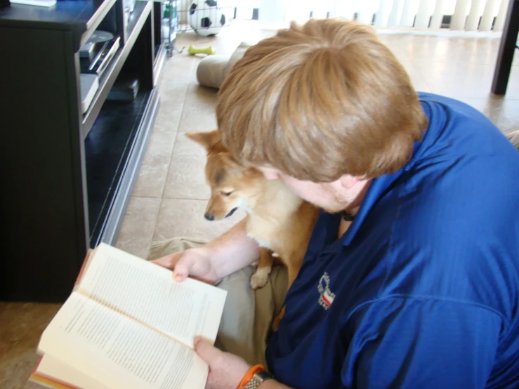 a person is sitting on a couch with a dog