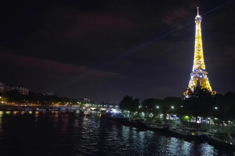 a view of the eiffel tower at night