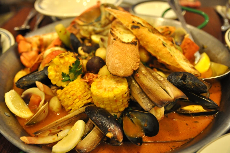 a pot full of food on top of a table