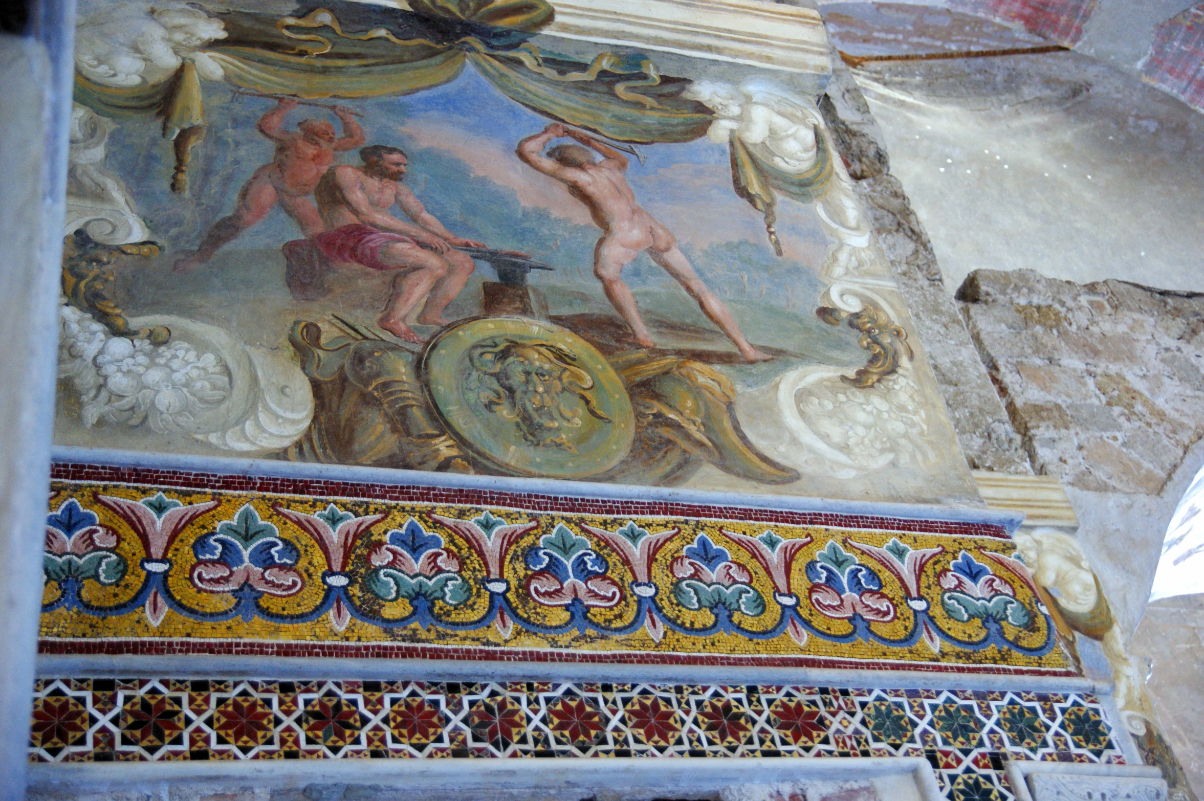 a fresco painting on the walls of a building