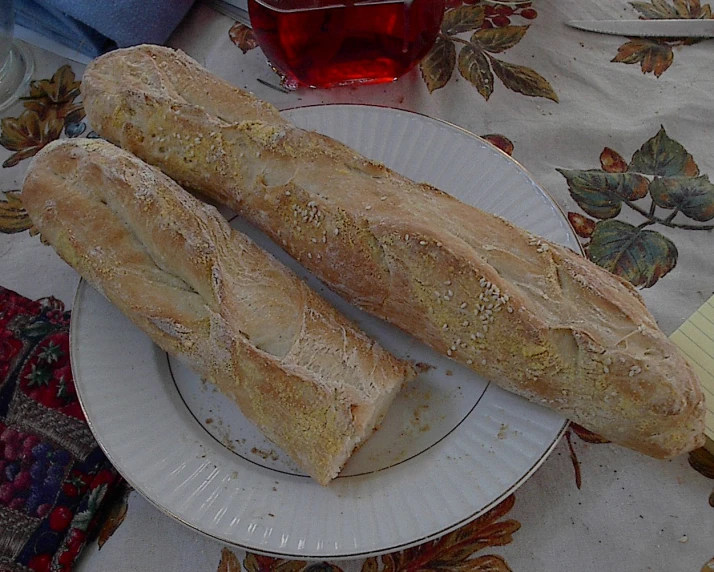 two large pieces of bread are on a plate