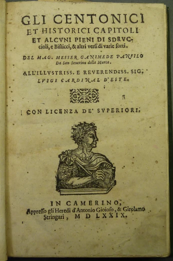 the front of an old italian book