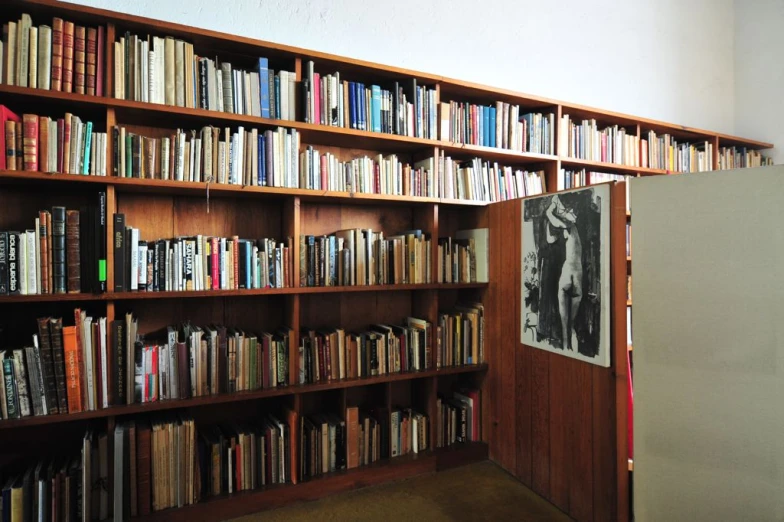 bookshelves with various shelves in an apartment