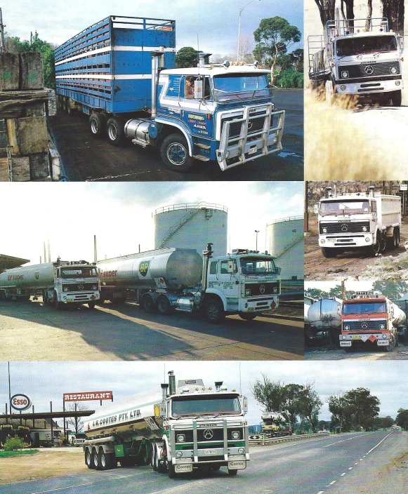 six pictures of different trucks in multiple locations