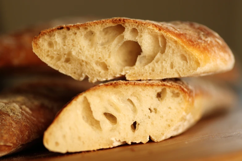 two loaves of bread sit on the counter