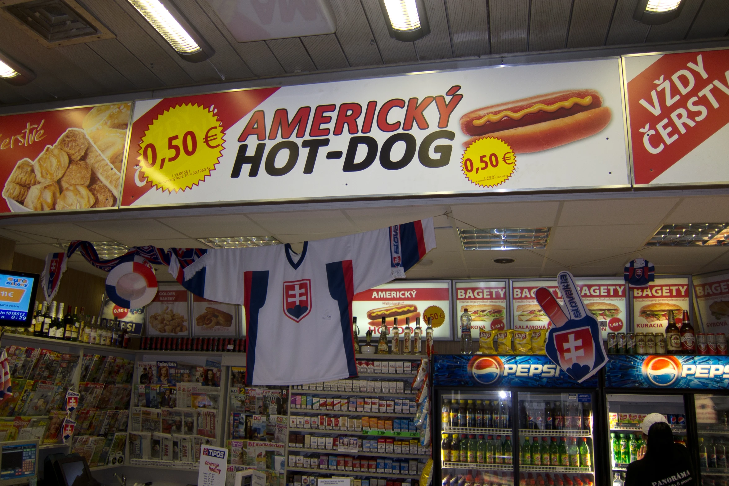 a food section in a store with signs