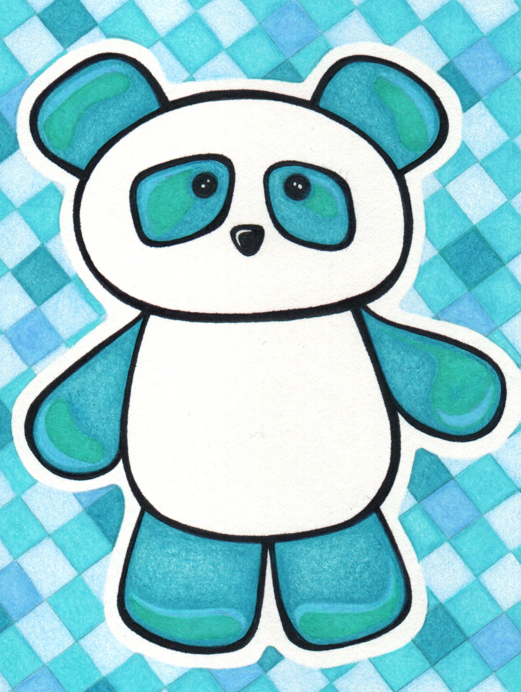 a blue and white bear on blue fabric