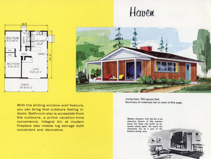 a house plans is shown in a yellow advertit