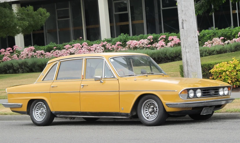 a car that is parked next to some trees