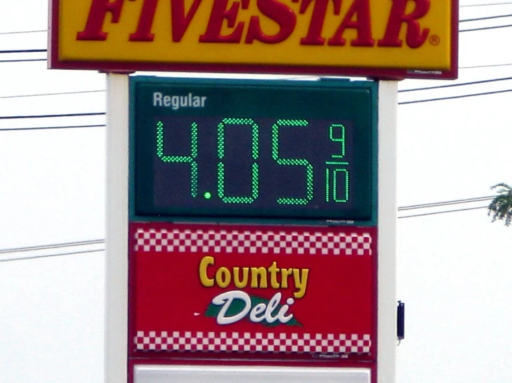 several gas stations are displaying their prices and price