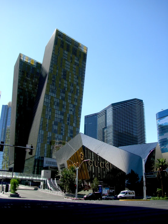 an office building near a busy intersection in an urban setting