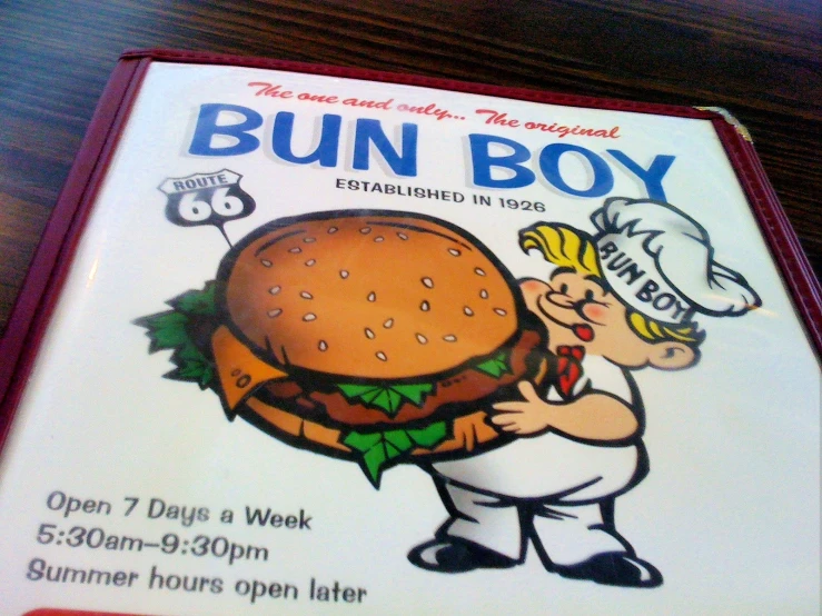 an advertit for a fast food restaurant called bun boy