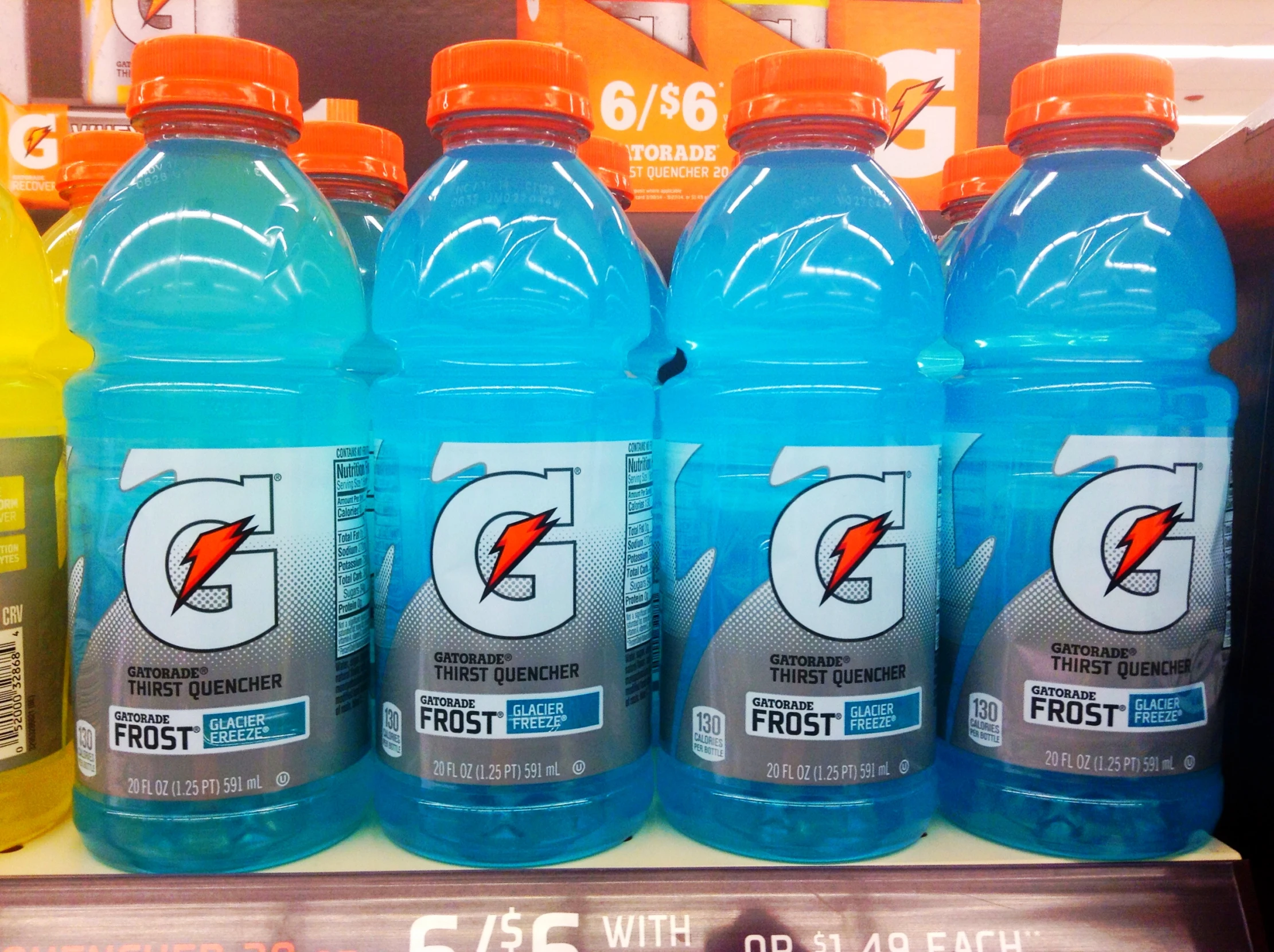 gatorade flavored water bottles are pictured in this po
