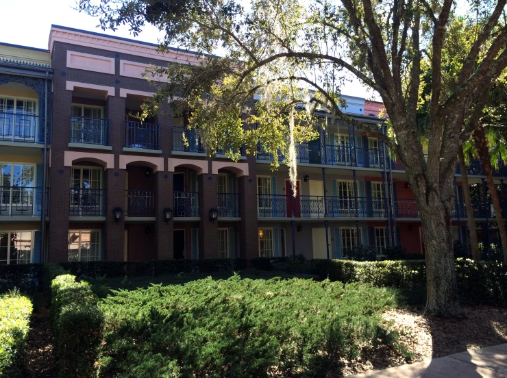 a group of balconies on one side of a building