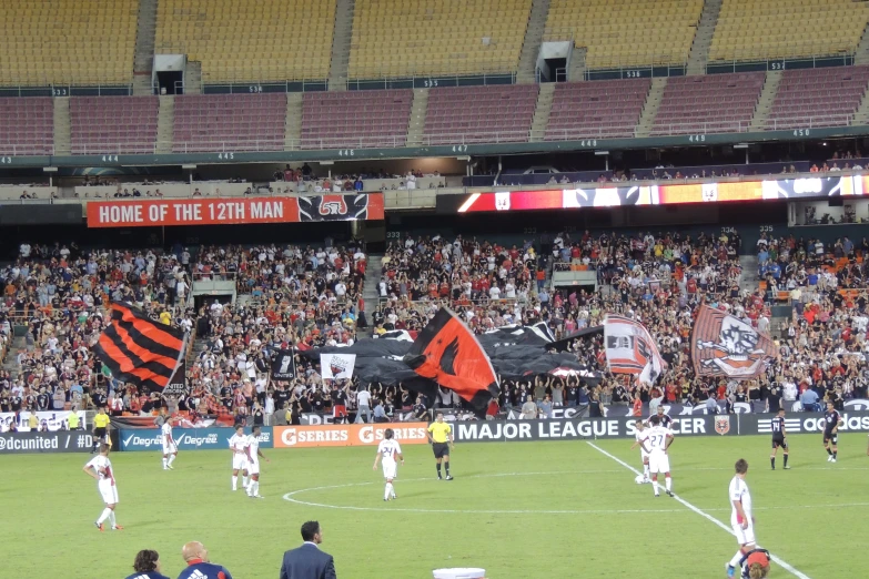 fans are in the stands during a soccer game