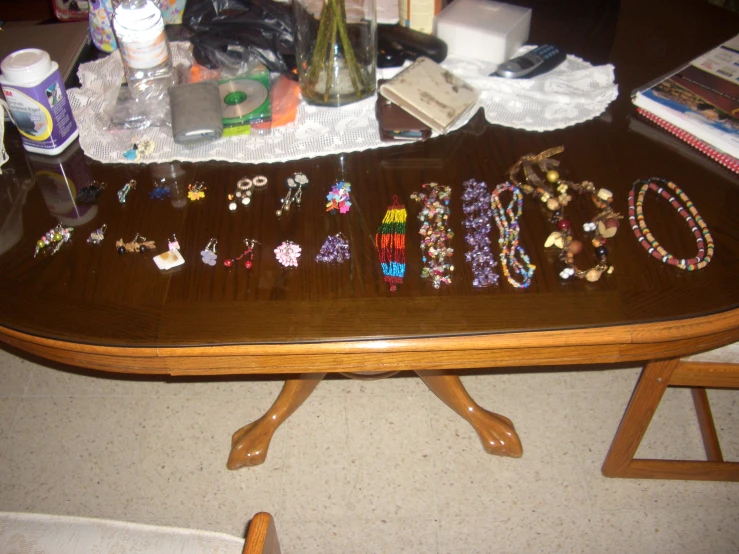 a table covered with different types of celets