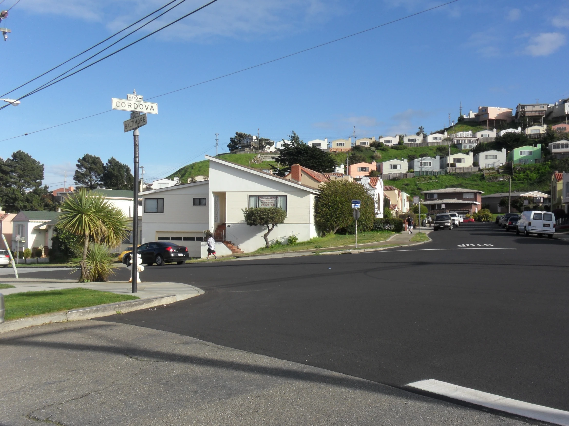 street signs on the corner of a residential street