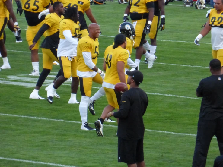 a group of american football players on the field