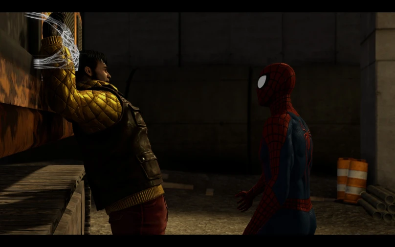 spider - man and villain stand next to each other