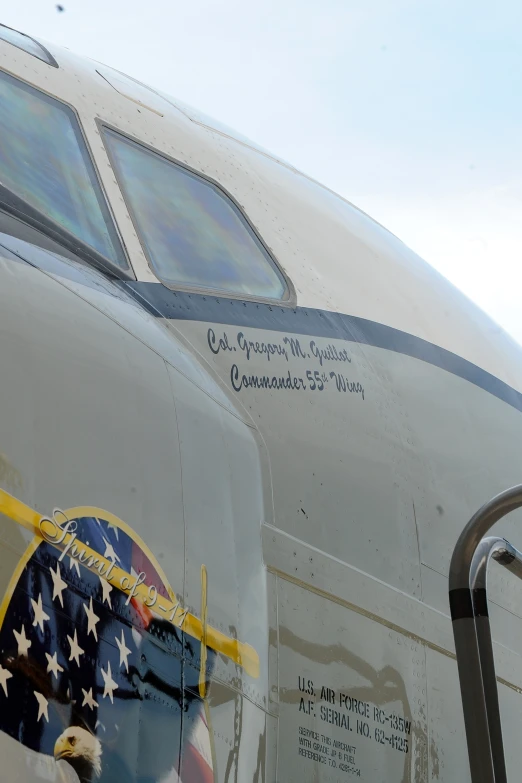 a close up view of the nose of an airplane