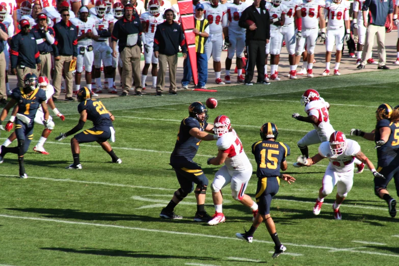 players running with the football in a game