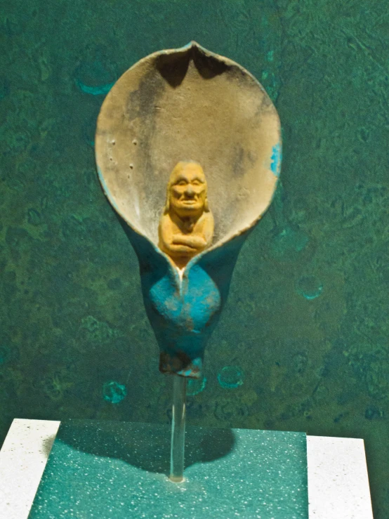 a vase with a face in the water