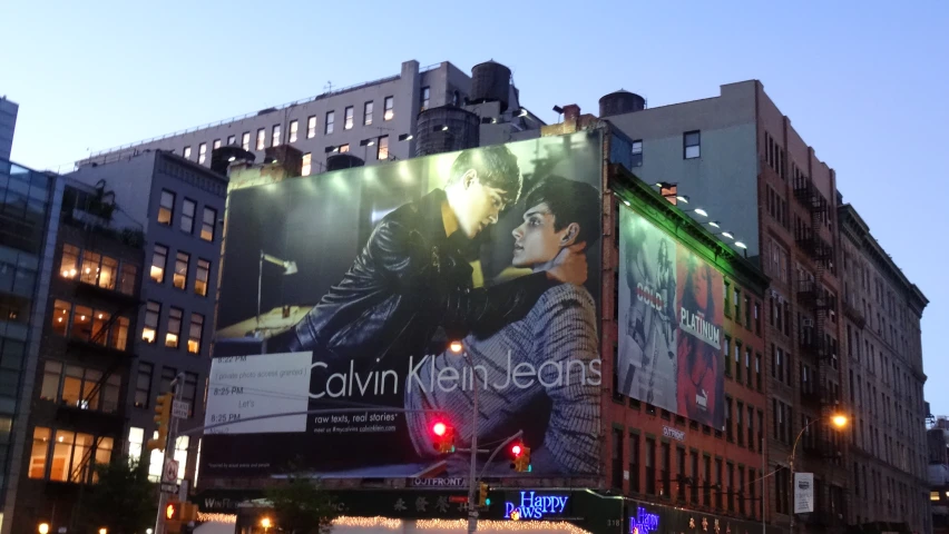 the billboard has a movie ad on it