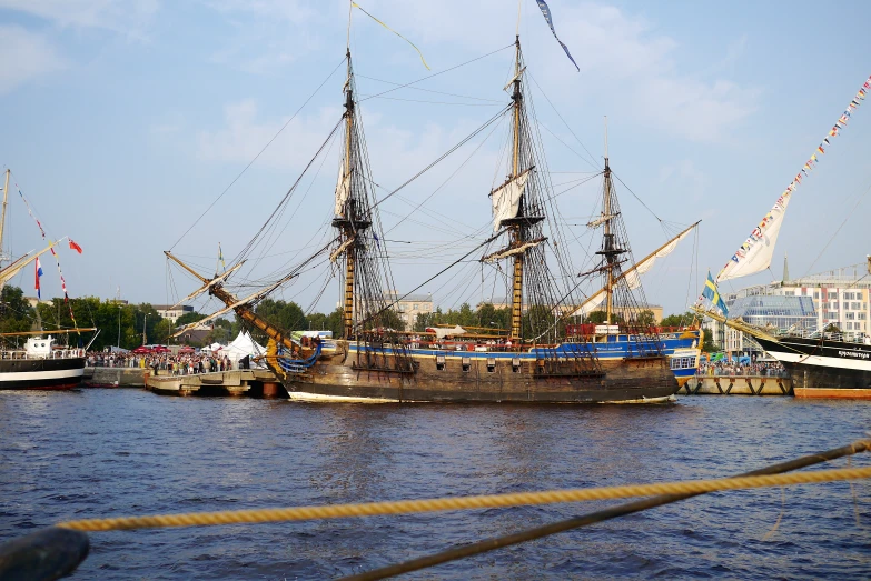 a large sailing vessel that is out in the water