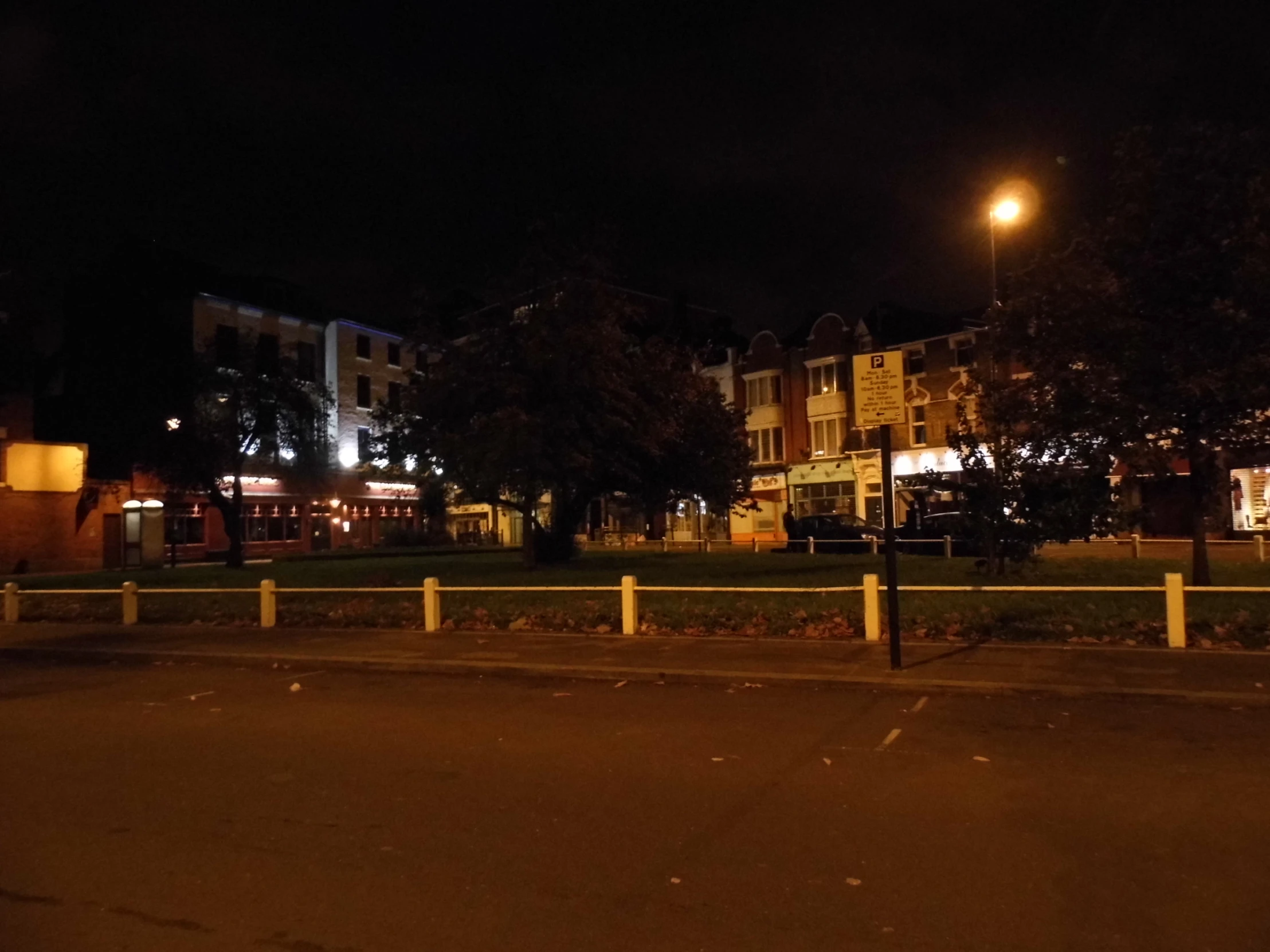 a po looking across a street at some buildings