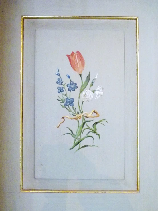 a drawing of flowers in a picture frame