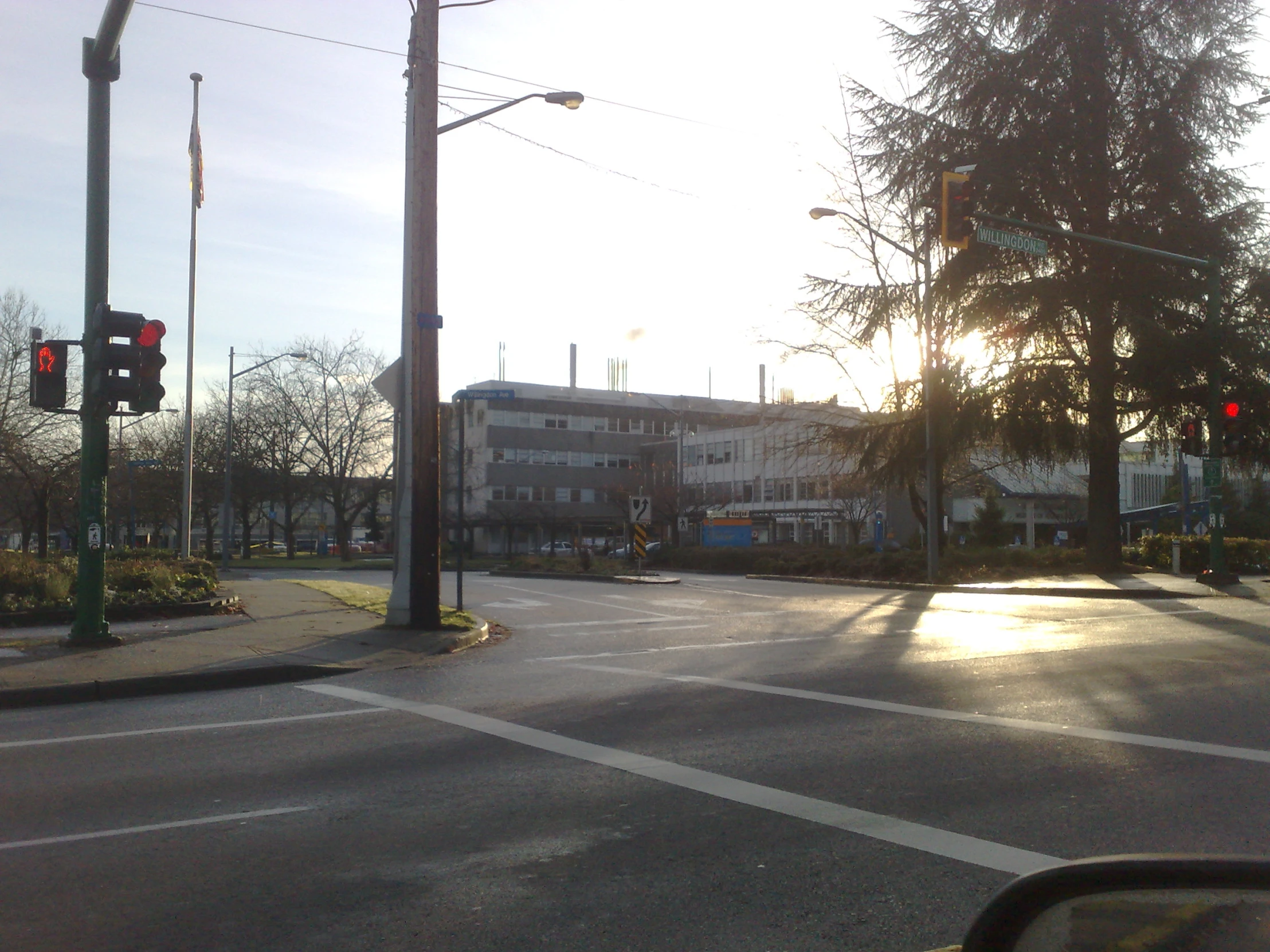 a view of a street in front of some buildings