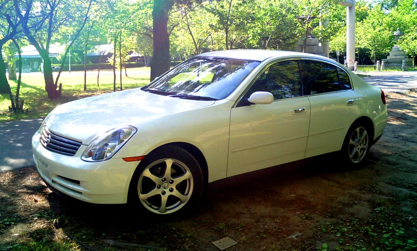 a white sports car is parked in a lot