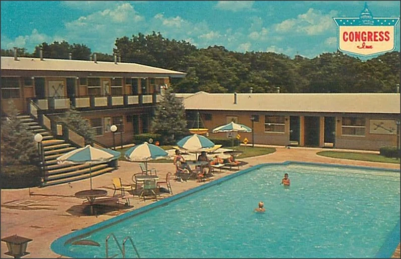 the large swimming pool at the motel was opened for business