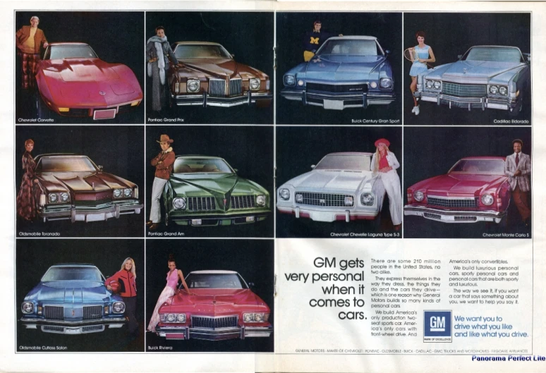 an ad for the pontiac cars from 1970, including models of the same color