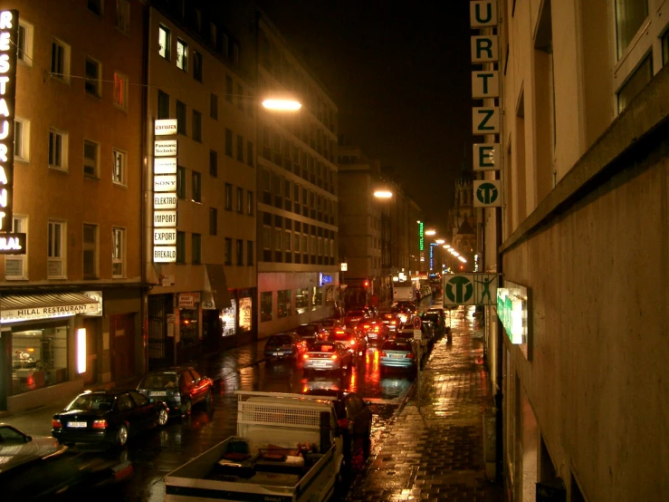 night scene of cars and traffic in urban area